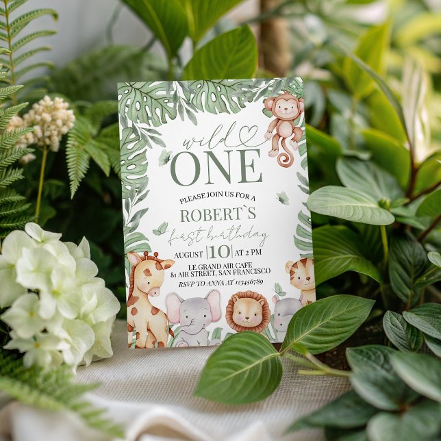 Invitación Wild One Jungle Birthday Invite (Subido por el creador)
