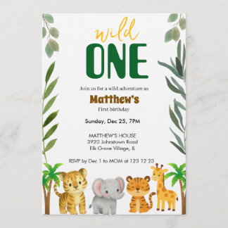 Invitación Wild One Jungle First Birthday Invitation