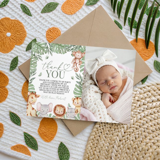 Invitación Wild One Jungle Photo Thank You (Subido por el creador)