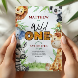 Invitación Wild One Jungle Safari 1st birthday Invitation