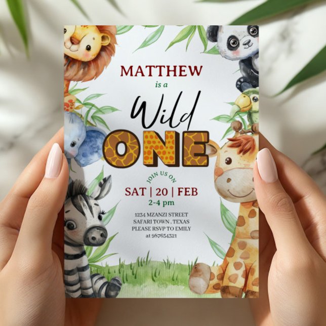 Invitación Wild One Jungle Safari 1st birthday Invitation (Subido por el creador)