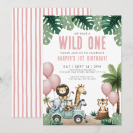 Invitación Wild One Jungle Safari 1st Birthday Party