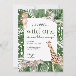 Invitación Wild One Jungle Safari Animals Boy Baby Shower