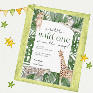 Invitación Wild One Jungle Safari Animals Boy Baby Shower