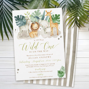 Invitación Wild One Jungle Safari Animals Boy Baby Shower