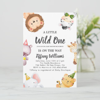 Invitación Wild One Jungle Safari Baby Shower Party