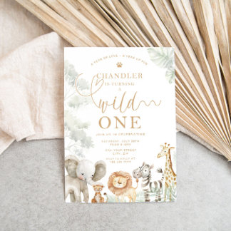 Invitación Wild One Jungle Safari Birthday Invitation