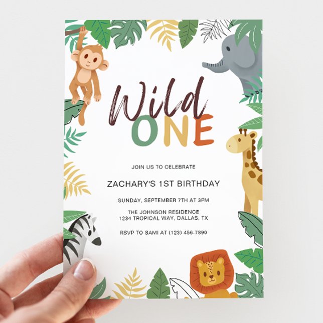 Invitación Wild One Kids Safari 1st Birthday Party (Subido por el creador)