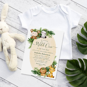 Invitación WILD ONE   lindos animales ducha de bebé Invitació