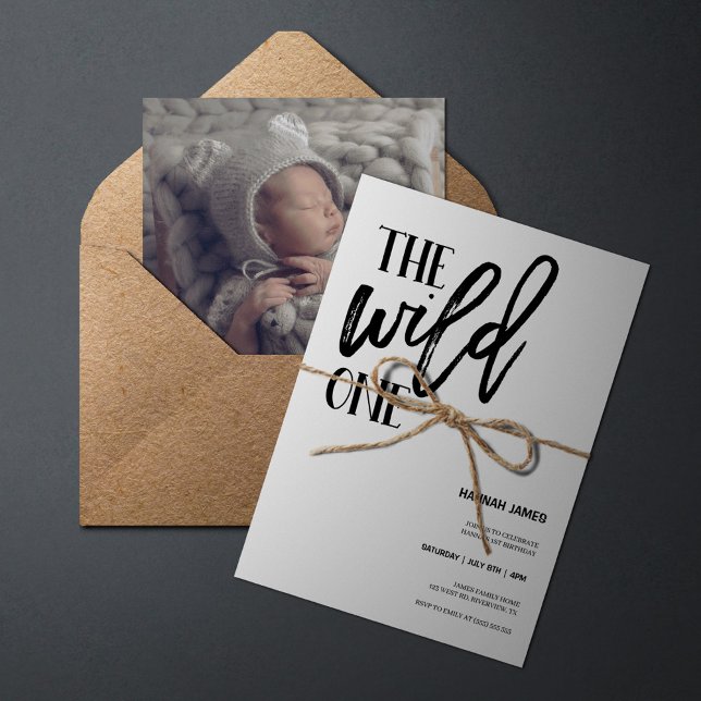 Invitación Wild One Modern Photo 1er cumpleaños (Subido por el creador)