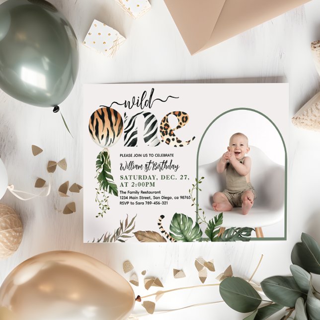 Invitación Wild One Modern Photo 1er cumpleaños (Subido por el creador)