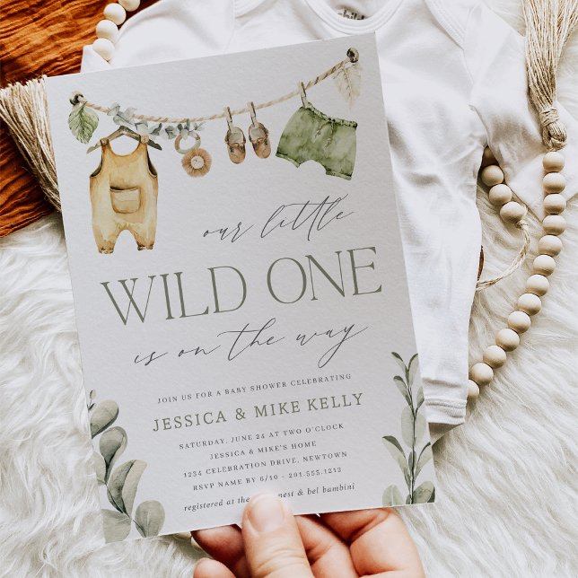 Invitación Wild One | Neutral Boho Safari Baby Shower (Subido por el creador)