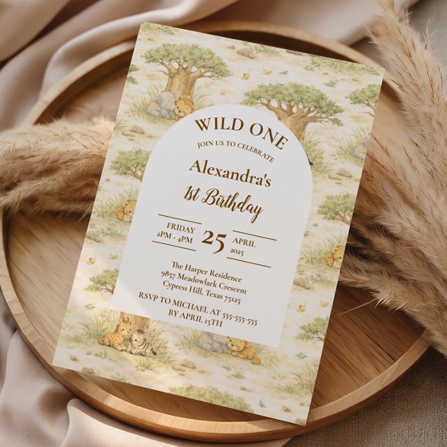 Invitación Wild One Neutral Safari First Birthday (Subido por el creador)