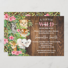 Invitación Wild One on the Way Pink Rustic Safari Baby Shower