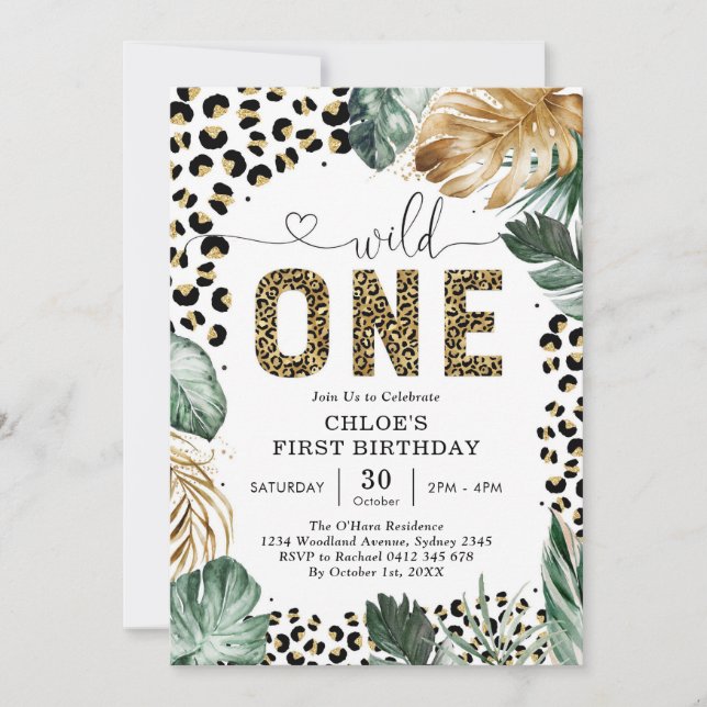Invitación Wild One Party Animals 1st Birthday Invitation (Anverso)