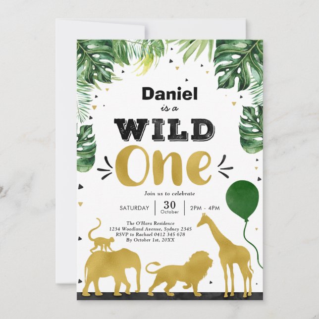 Invitación Wild One Party Animals 1st Birthday Invitation (Anverso)