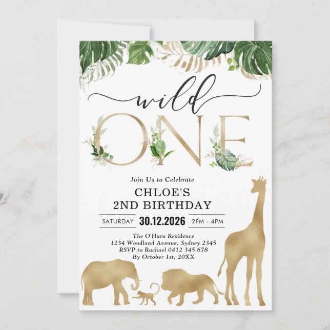 Invitación Wild One Party Animals 1st Birthday Invitation (Anverso)