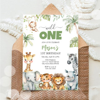 Invitación Wild One Party Animals Kids 1st Birthday