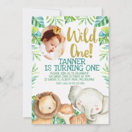Invitación Wild One Photo Birthday Invitation Safari