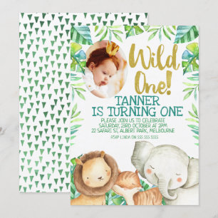 Invitación Wild One Photo Birthday Invitation Safari