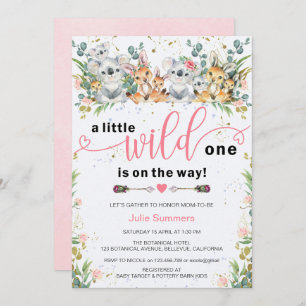 Invitación Wild One Pink Safari Chica Baby Shower