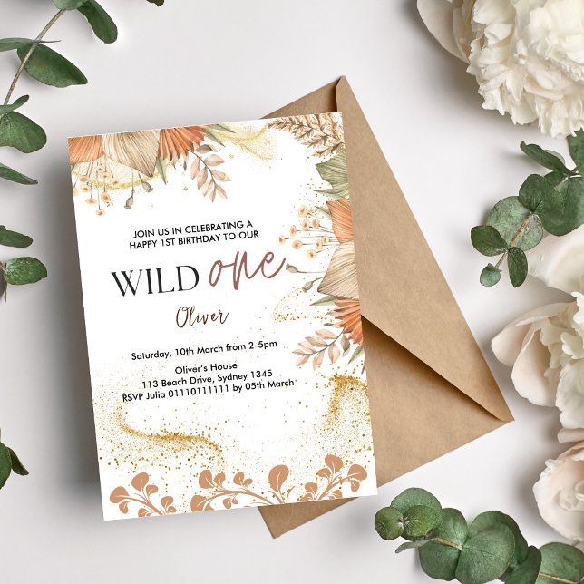 Invitación Wild One retro boho tema Primer cumpleaños (Subido por el creador)