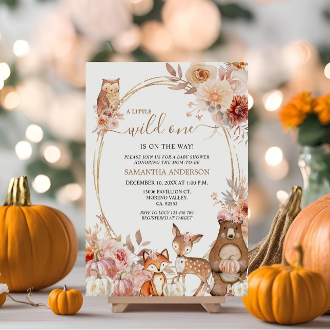 Invitación Wild One Safari Animal Fall Pumpkin Baby Shower (Subido por el creador)