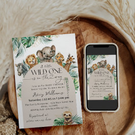 Invitación Wild One Safari Animal Jungle Baby Shower moderno