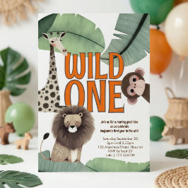 Invitación Wild One Safari Animals 1st Birthday Party