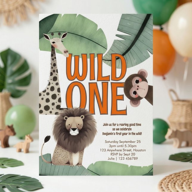 Invitación Wild One Safari Animals 1st Birthday Party (Subido por el creador)