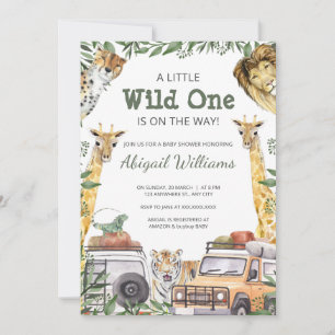 Invitación Wild One Safari Animals Baby Shower