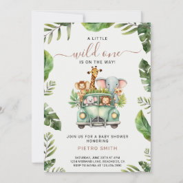 Invitación Wild One Safari Animals Baby Shower