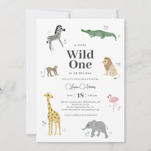 Invitación Wild One Safari Animals Baby Shower