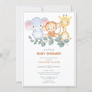 Invitación Wild One Safari Animals Baby Shower