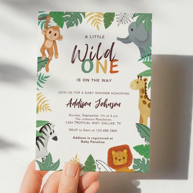 Invitación Wild One Safari Animals Baby Shower (Subido por el creador)