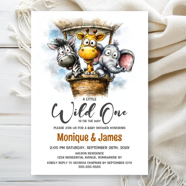 Invitación Wild One Safari Animals Baby Shower (Subido por el creador)