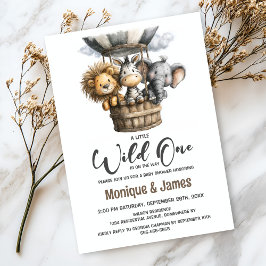 Invitación Wild One Safari Animals Baby Shower