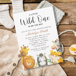 Invitación Wild One Safari Animals Baby Shower