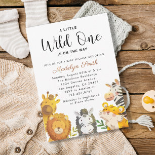 Invitación Wild One Safari Animals Baby Shower