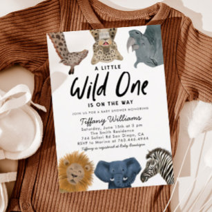 Invitación Wild One Safari Animals Baby Shower