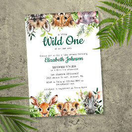 Invitación Wild One Safari Animals Baby Shower