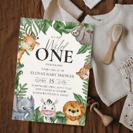 Invitación Wild One Safari Animals Baby Shower