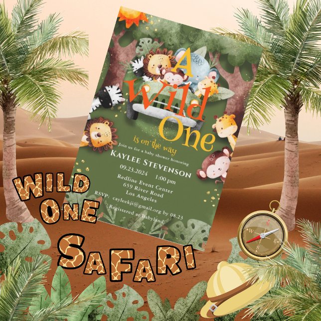 Invitación Wild One Safari Animals Baby Shower (Subido por el creador)