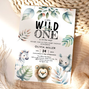 Invitación Wild One Safari Animals Baby Shower