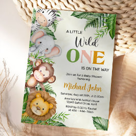 Invitación Wild One Safari Animals Baby Shower