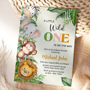 Invitación Wild One Safari Animals Baby Shower