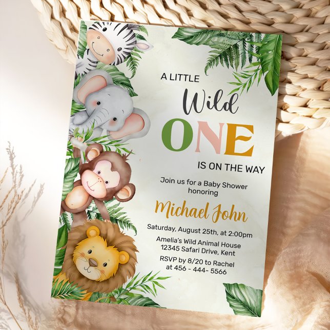 Invitación Wild One Safari Animals Baby Shower (Subido por el creador)