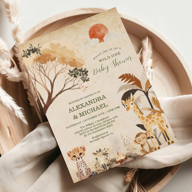 Invitación Wild One Safari Animals Baby Shower (Subido por el creador)