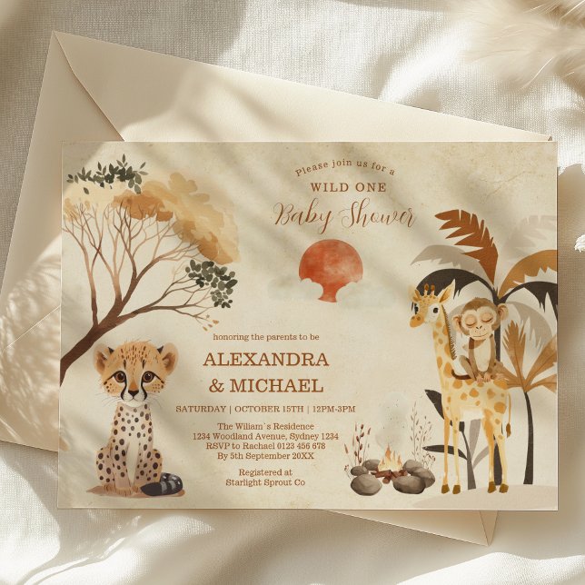 Invitación Wild One Safari Animals Baby Shower (Subido por el creador)