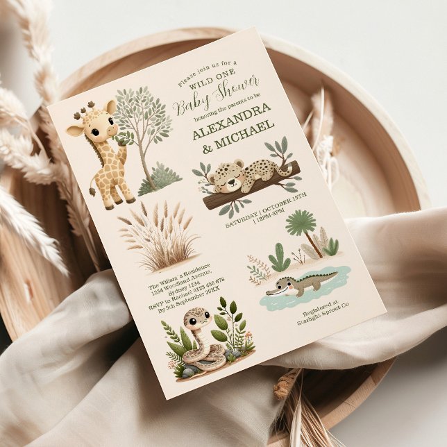 Invitación Wild One Safari Animals Baby Shower (Subido por el creador)